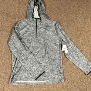 NWT Mens athletic quarter zip with hood-size XL color grey
